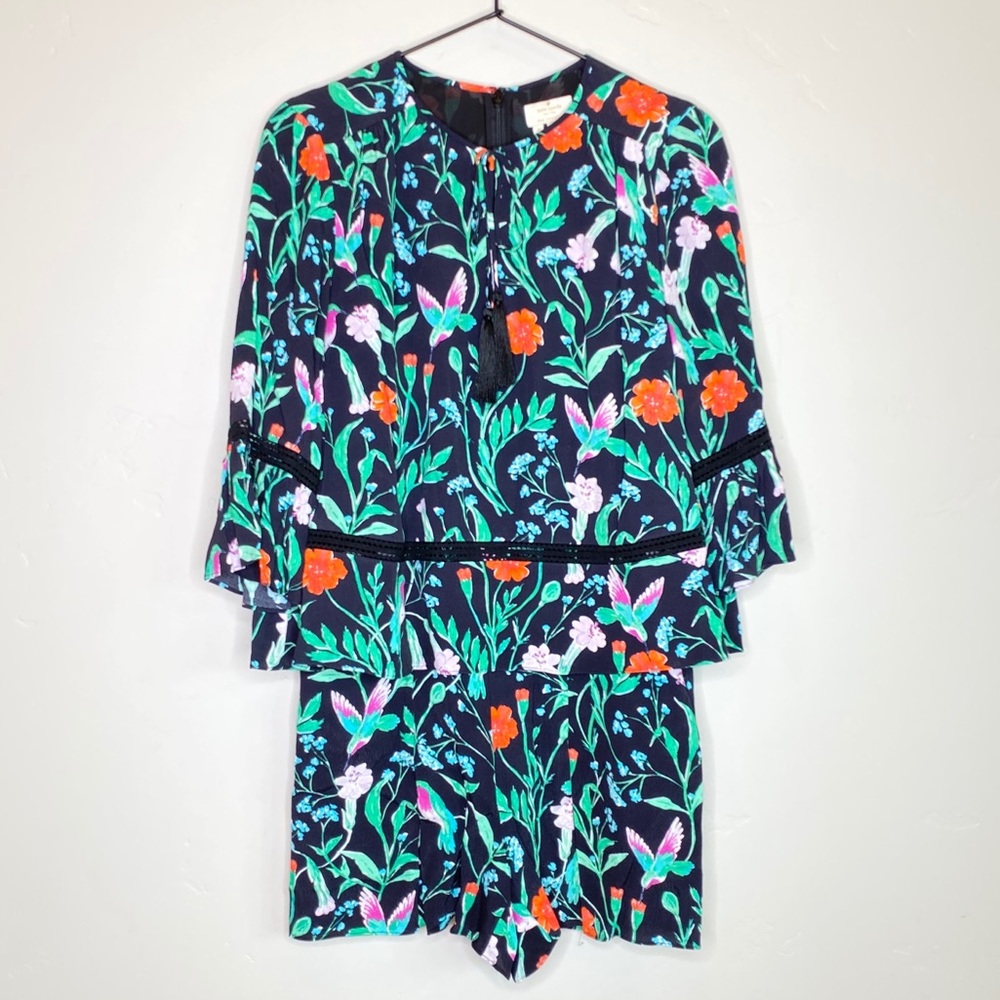 KATE SPADE Floral Jardin Crepe Romper Scenic Route - Picture 3 of 16